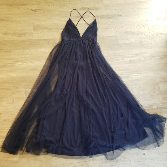 The Vintage Shop Dresses & Skirts - Sexy Long Navy Blue Dress Size Large